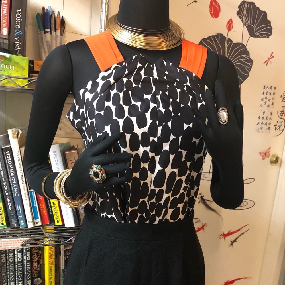 M/L Ready2Wear Gucci Logo Silk Blk/Red/Orange top